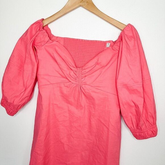 A.L.C Women’s Mila Off The Shoulder Smocked Back Linen Blend Mini Dress in Lyche - Picture 5 of 11